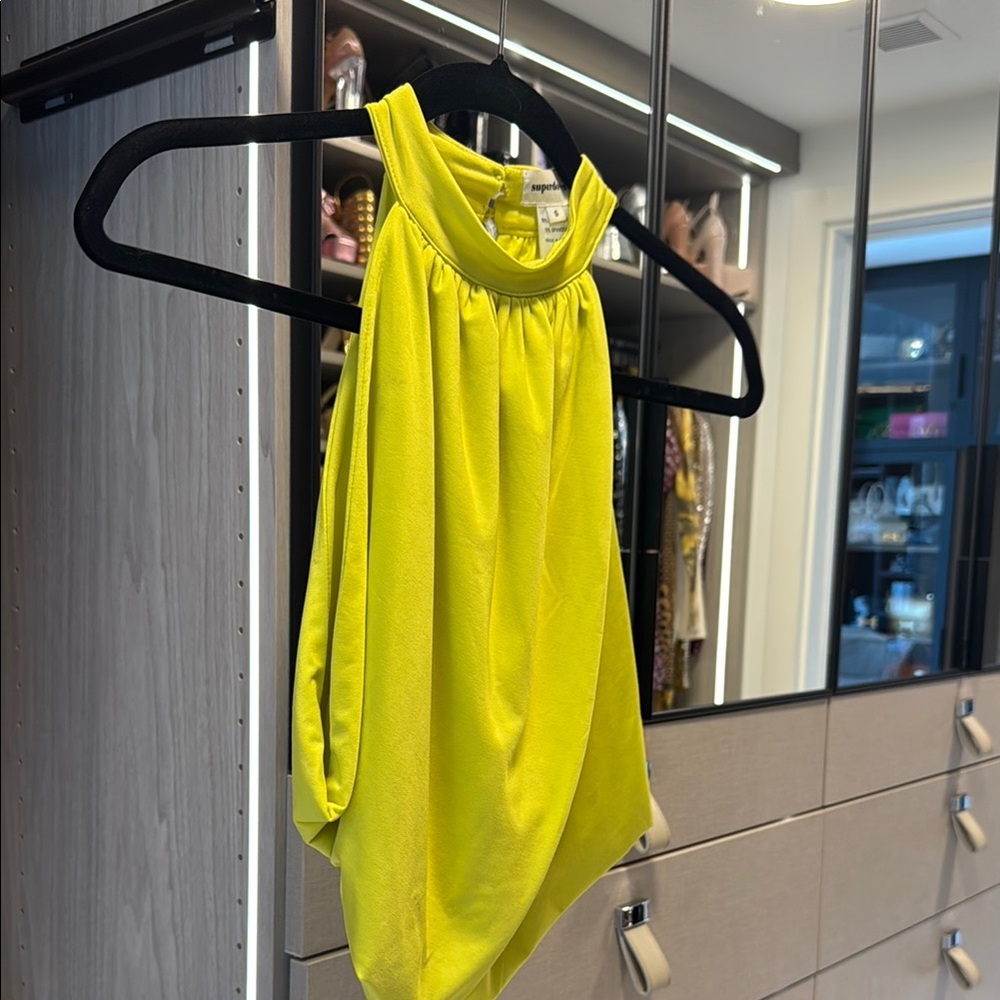 Superdown Yellow Asymmetrical Sleeveless Tank Top